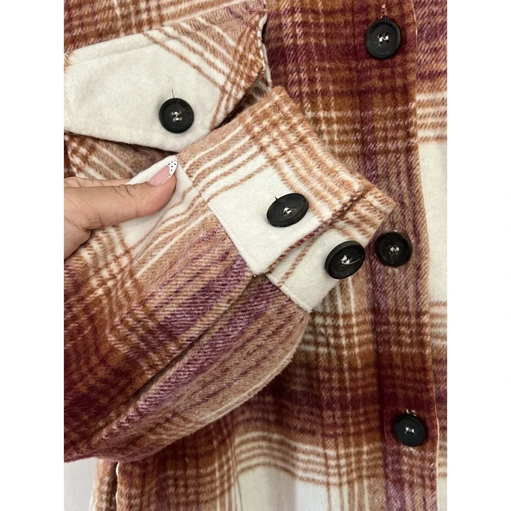 Thread & Supply Plaid Shacket Jacket Womens L Cozy Core Fall Layering Lumberjack